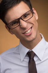Portrait of handsome young thoughtful man.