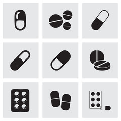 Vector black pills icons set - 70026389