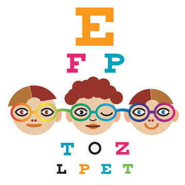 Children testing eyesight