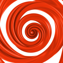 3d abstract liquid red spiral candy cane isolated on white