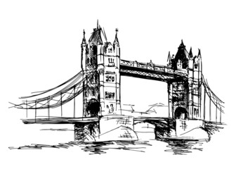 Sketch Tower Bridge. Vector illustration
