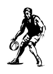 Sketch dribbler basketball. Vector illustration