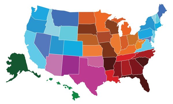 USA Administrative Regional Map Set