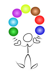 Jonglieren, clown, strichmännchen