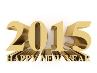 2015 happy new year - gold letters on white background calendar