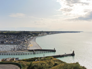 English Channel coast and Etretat town in Normandy