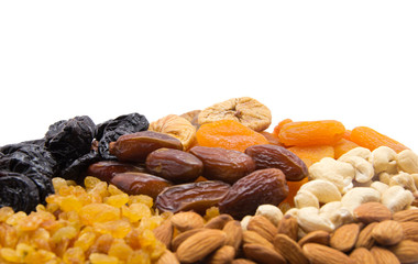 Dried fruits isolated on white