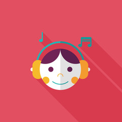 Music flat icon with long shadow,eps10
