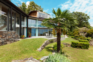 Fototapeta na wymiar mountain house, modern architecture, outdoor