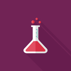 test tube flat icon with long shadow