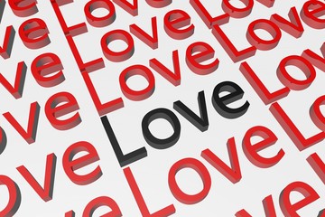 Love text in 3D