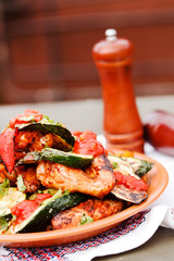 grilled vegetables and chicken