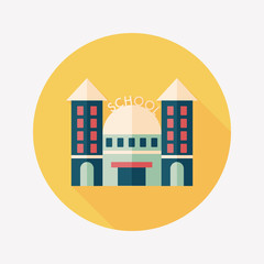 School building flat icon with long shadow,eps10