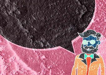 People thinking people talking and Speech Bubble on Cement wall