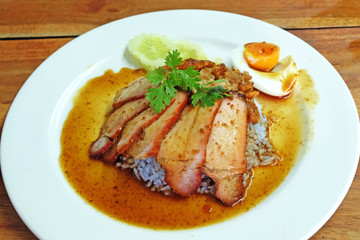 Char siew and roasted pork with rice