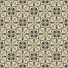 Black on beige floral pattern seamless background