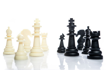 two side of chess face together business concept of competition