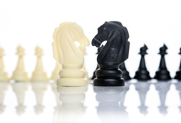 two side of chess face together business concept of competition