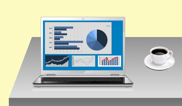 business report on screen of laptop