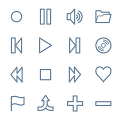 Media player web icons set