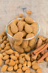 almonds in chocolate with cinnamon