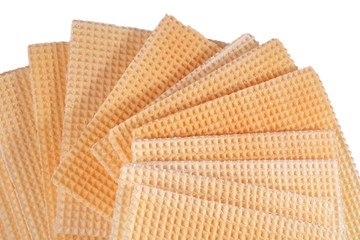 Stack of sweet waffles on a white
