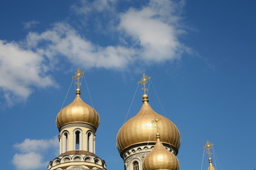 Fototapeta na wymiar Romanov church domes,Vilnius