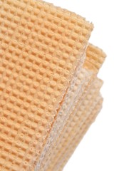 Stack of sweet waffles on a white