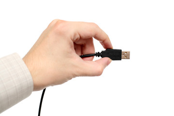 Hand with USB cable