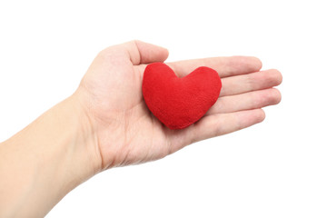 Red heart in the hand