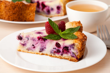 Pie with green tea