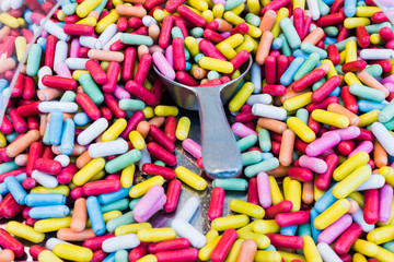 Background made of colorful sweets and candies.  assortment colo