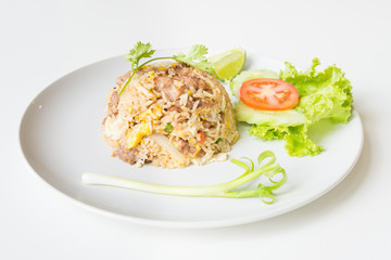 Pork fried rice with egg thai style.