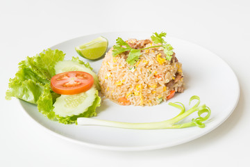 Pork fried rice with egg thai style.