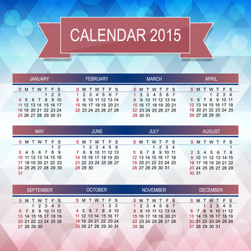 Vector template design - calendar 2015