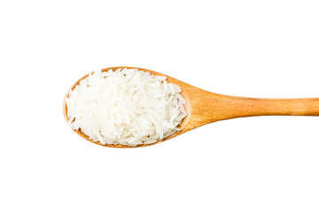 Wooden spoon and rice
