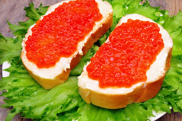 sandwiches with salmon caviar