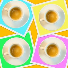 Colorful coffee cups background