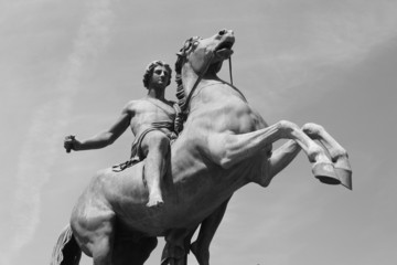 Bronze cavalier statue in Turin