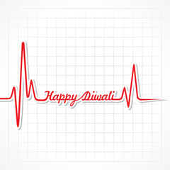 Illustration of diwali greeting background with heartbeat