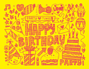 Obraz premium Doodle Birthday party background
