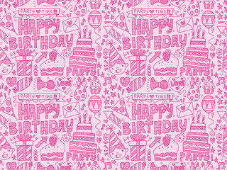 Seamless Doodle Birthday party pattern background