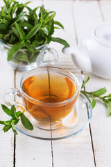 Cup of fresh herbal tea