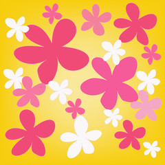 abstract magic colorful flower on yellow background