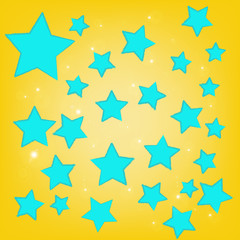 blue star on a green background