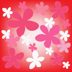 abstract magic colorful flower on red background