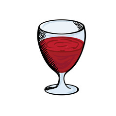red wine in a glass, vector illustration