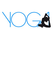 Text Yoga Frau Übung Logo