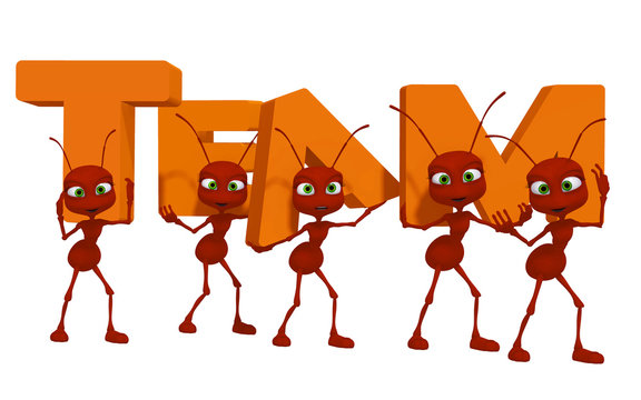 Teamwork, ants 3d cartoon