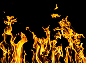 flame fire on black background